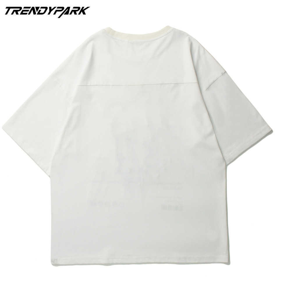 Men's Tshirt Summer Short Sleeve Cartoon Foaming Printing Tee Hip Hop Oversized Cotton Casual Harajuku Streetwear Top Tshirts 210601