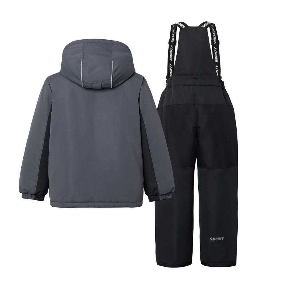 2-piece Toddler Splice Hooded Jacket and Snow Bib Ski Suit for Kids 210528