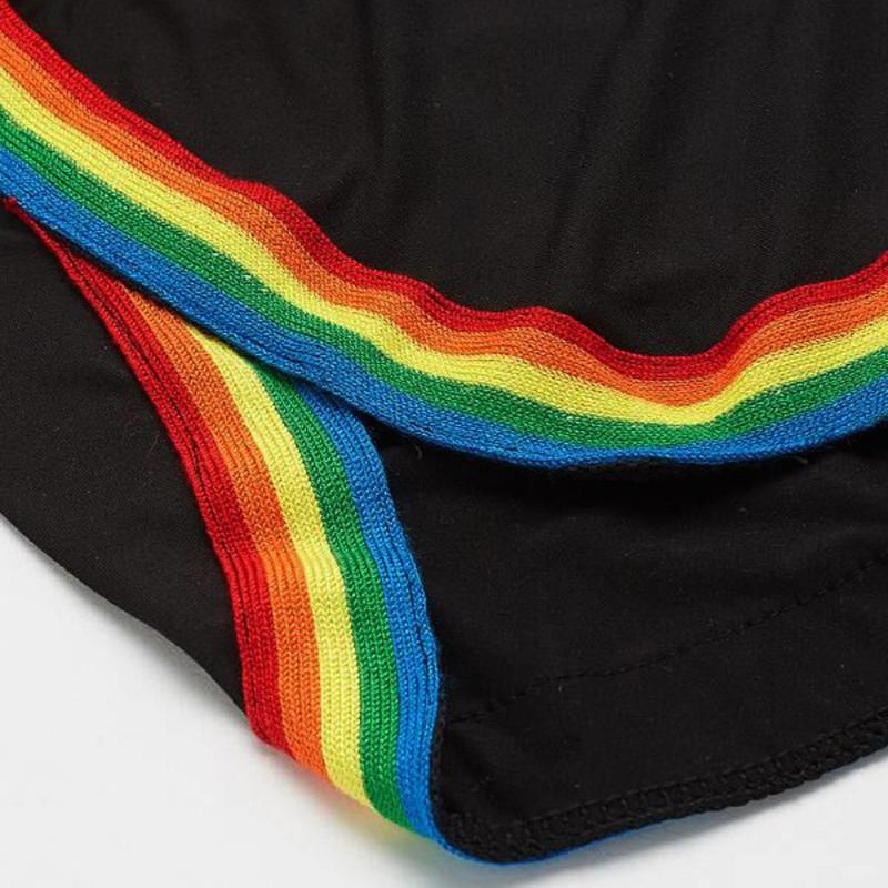 Women Loose Casual Pants Rainbow Drawstring Print Sport Elastic Highly Short-pants Beach Soft Workout Shorts Women's