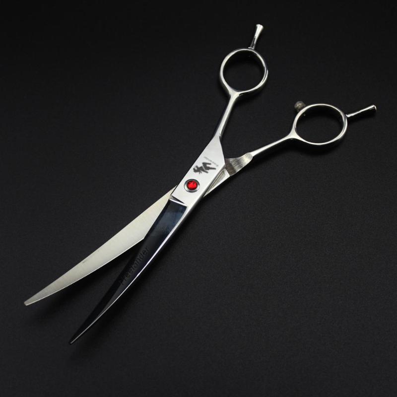 Hair Scissors 6" 7" 8" 9" Professional Sliver Curved Grooming Pet Dog Cutting Scissor For Dogs Cats Groomer 440c Double Use