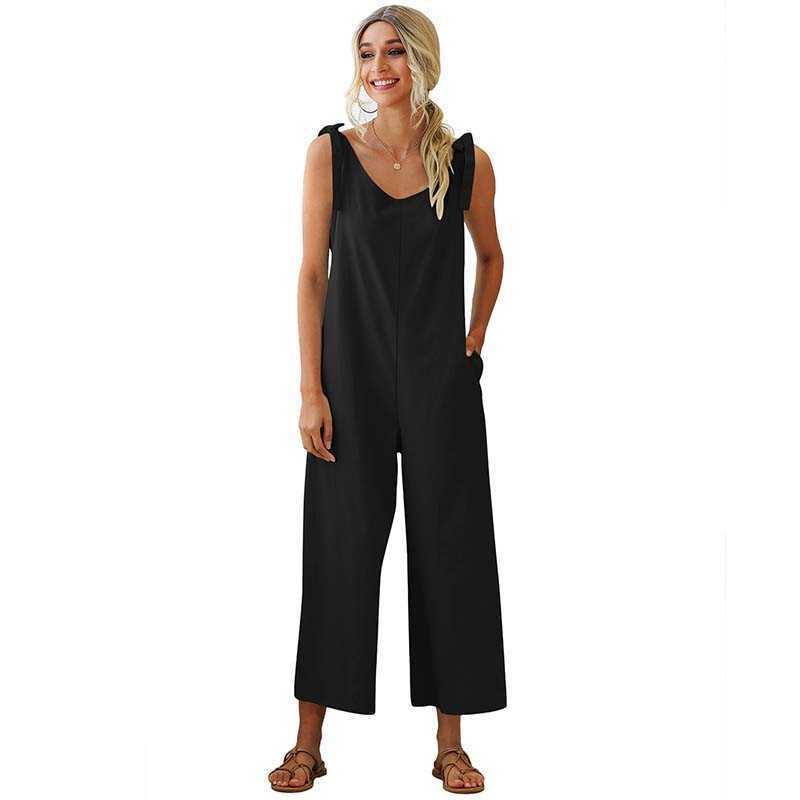 Strap V Neck Solid Color Sleeveless Backless Pocket Wide Leg Loose Waist Rompers Women Streetwear Casual Beach Playsuits 210608, Black
Strap V Neck Solid Color Sleeveless Backless Pocket Wide Leg Loose Waist Rompers Women Streetwear Casual Beach Playsuits 210608, Black