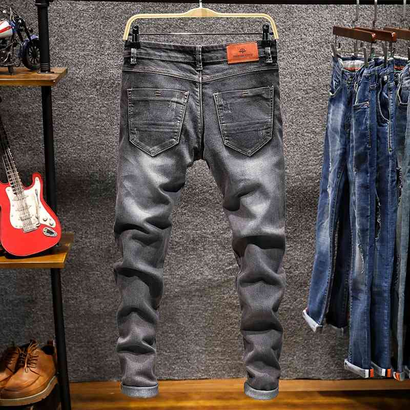 Skinny Men Fashion Stretch Casual Biker Green Denim Trousers Slim Fit Black Blue Cowboy Male Jeans Pants 210331