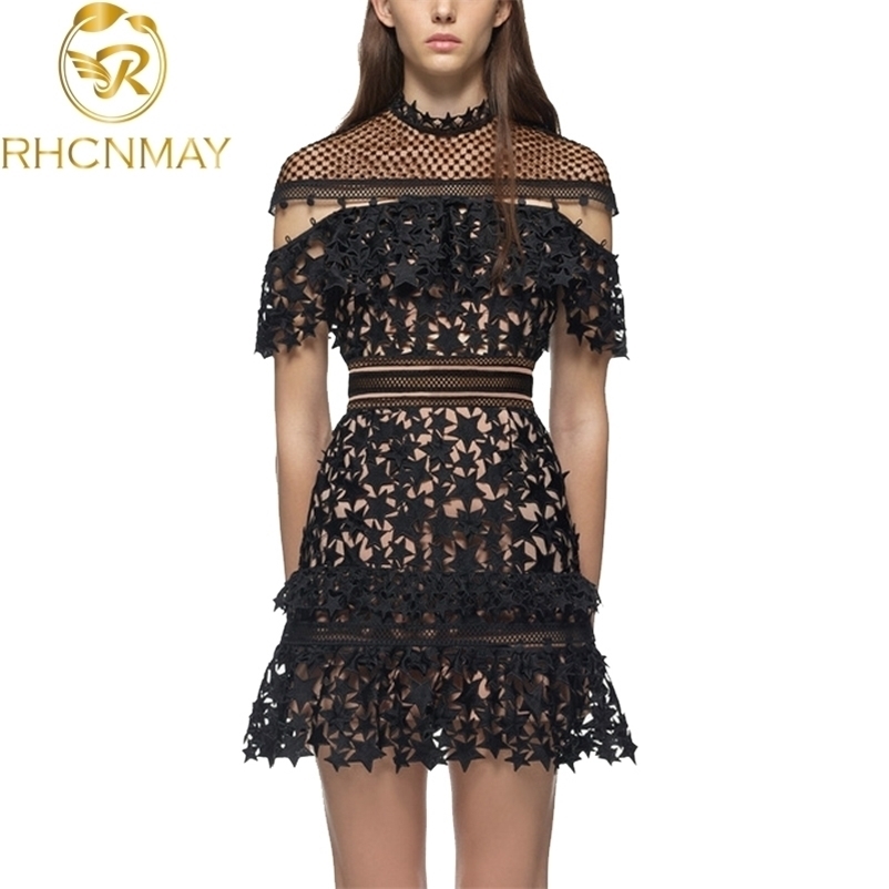Summer Self Portrait Runway Lace Dress Women Black Hollow Out Star Crochet Cloak Sleeve A-Line es Party Vestidos 210520
Summer Self Portrait Runway Lace Dress Women Black Hollow Out Star Crochet Cloak Sleeve A-Line es Party Vestidos 210520