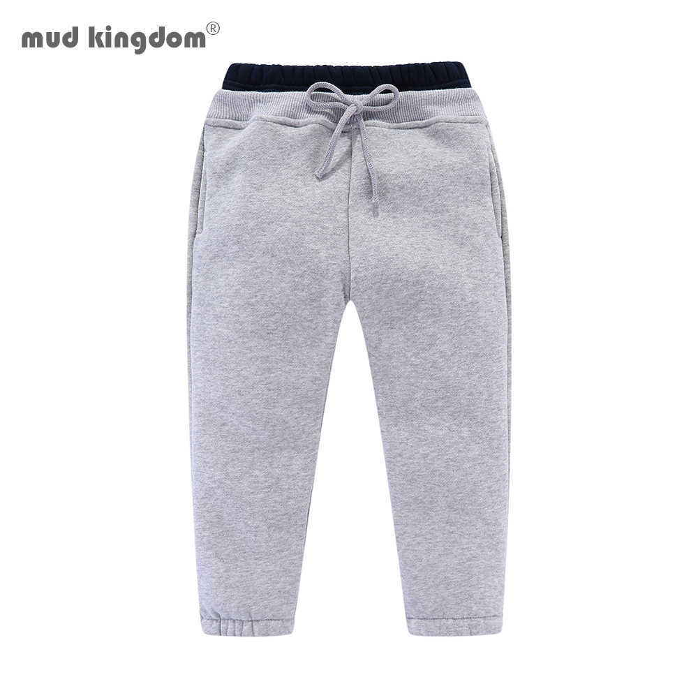 Mudkingdom Little Boy Girls Fleece Jogger Pants Cotton Casual Drawstring Waist Bear Pattern Kids Children Trousers 210615
