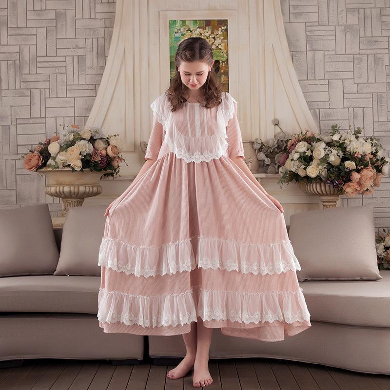 Women's Sleepwear Princess Women Cotton Night Dress Lace Nightdress Girl Peignoir Fairy Kawaii Victorian Vintage Nightgowns Lolita, Pink
Women's Sleepwear Princess Women Cotton Night Dress Lace Nightdress Girl Peignoir Fairy Kawaii Victorian Vintage Nightgowns Lolita, Pink