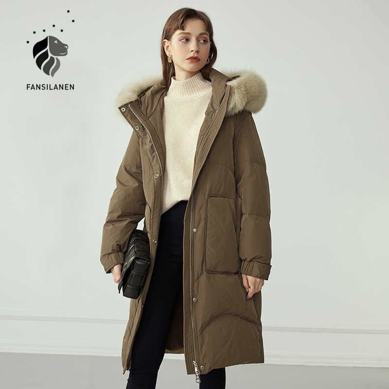FANSILANEN Hooded fur long down coat Women belt wram puffer winter Female light feather oversized casual jacket over 210607, Brown
FANSILANEN Hooded fur long down coat Women belt wram puffer winter Female light feather oversized casual jacket over 210607, Brown