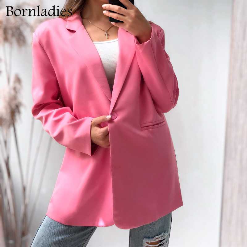 Boraladies Women Chic Oversized Green Blazer Spring Single Buttons Female Loose Suit Jacket Full Sleeve Outwear Y2K 210930