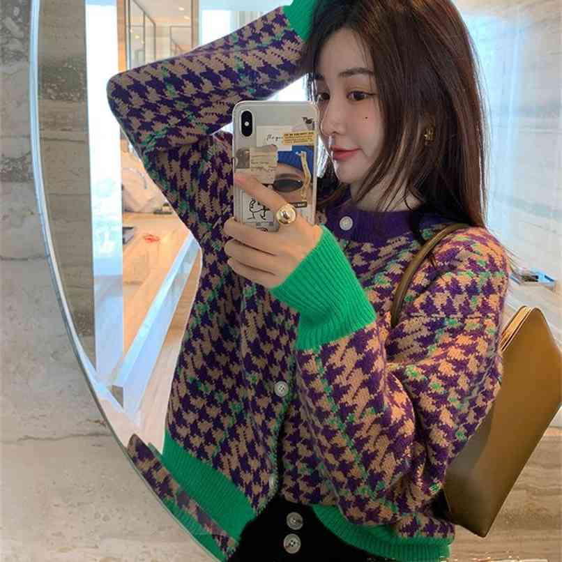 Houndstooth contrast sweater cardigan women winter women's Korean fashion knitted top 210520, The picture color
Houndstooth contrast sweater cardigan women winter women's Korean fashion knitted top 210520, The picture color