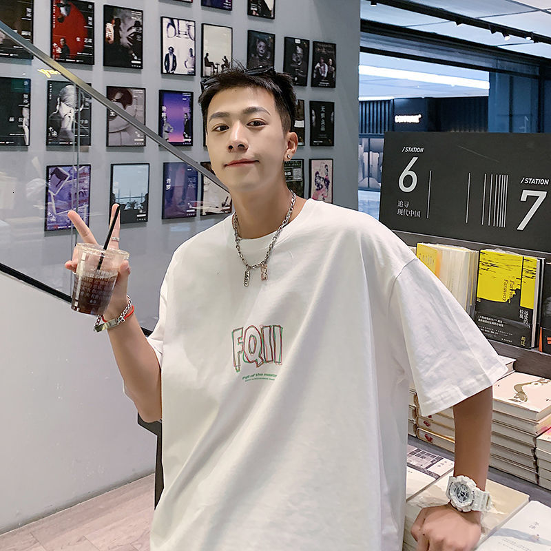 Fashion Letter Graffiti Printed Cotton Men T-shirt Short Sleeve Oversize Casual Hip Hop Harajuku Streetwear