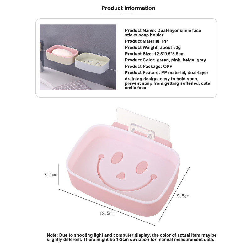 Soap Box Wall Mounted Sticky Soap Dish Tray Holder Soap Savers Case Container For Shower Gym School Bathroom Storage