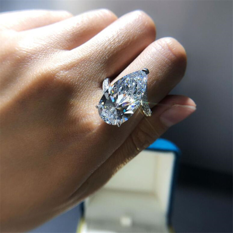 Sterg Sier Pear Cut Cubic Zirconia Engagement Ring for Women Bridal Wedding Band