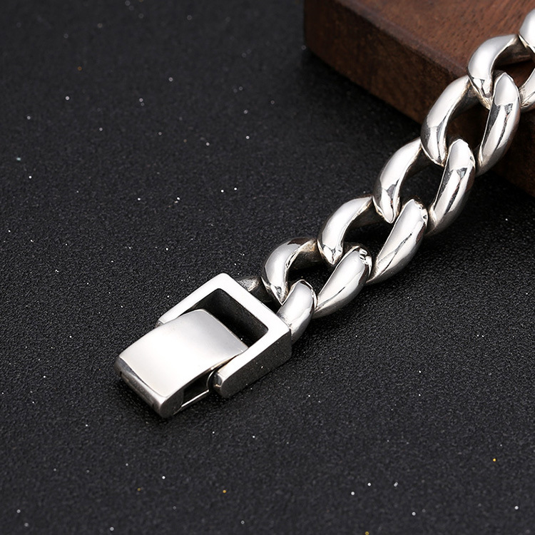 925 Sterling silver thick link chain men's bracelets American European antique handmade punk gothic designer luxury jewelry accessories gifts