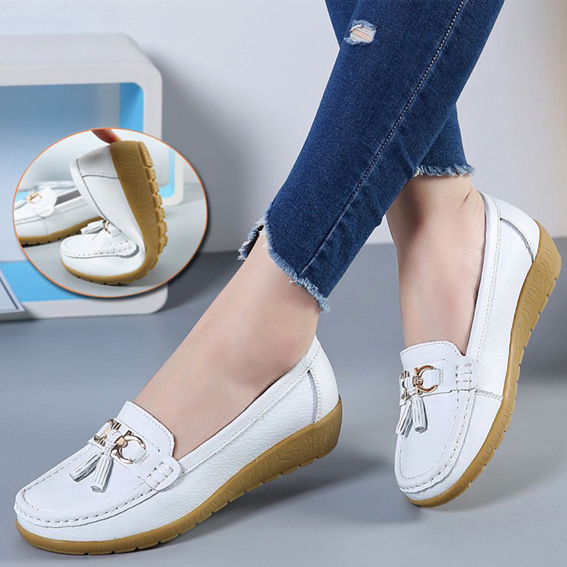 Femmes appartements Ballet Chaussures Découpez Cuir Respirant Moccasins Femmes Bateau Chaussures Ballerina Dames Casual