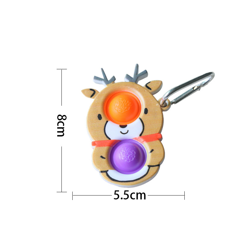 Christmas Tree Santa Claus Elk Snowman Dog Pop It Push Fidget Toy with Keychain Ring Stress Relief Autism Popit Squeeze Toys Gifts for Adult Children 