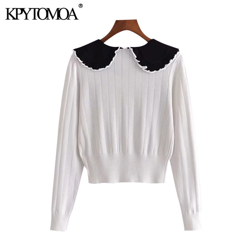 Women Fashion With Bejewelled Buttons Cropped Knit Cardigan Sweater Long Sleeve Female Outerwear Chic Tops 210420