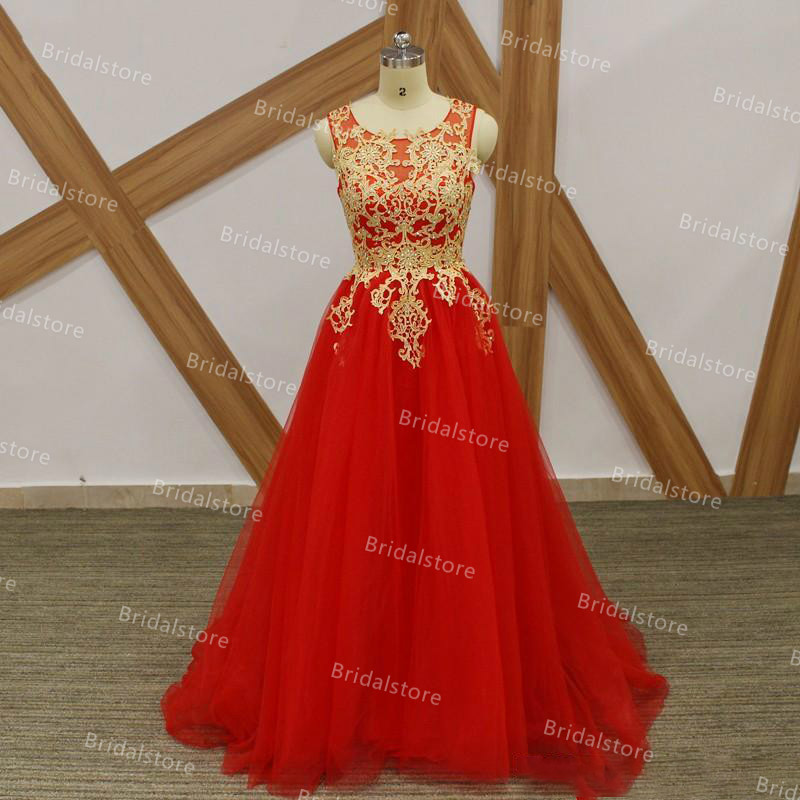 Red Dubai Arabic Muslim Evening Dress With Caped Elegant A Line Tulle Gold Lace Long Prom Dresses Women Caftan Party Graduation Gowns Robe Soirée De M