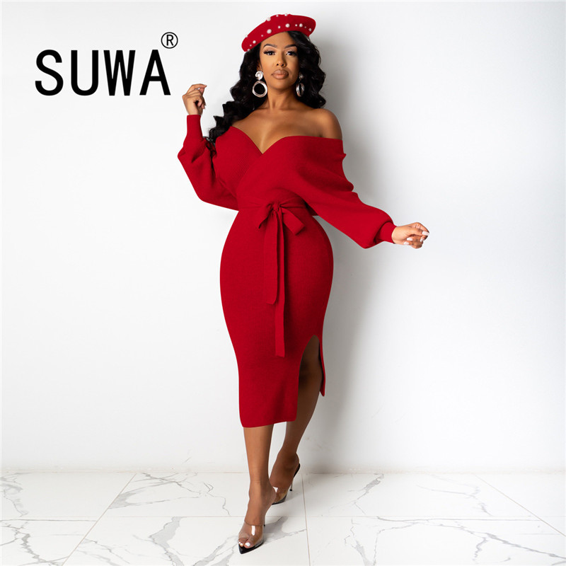 Fall Winter Knit Sheath Midi Dresses Deep V Neck Long Sleeve Sexy Club Woman Dress French Style Elegant Robe Free Dropping 210525, Purple
Fall Winter Knit Sheath Midi Dresses Deep V Neck Long Sleeve Sexy Club Woman Dress French Style Elegant Robe Free Dropping 210525, Purple