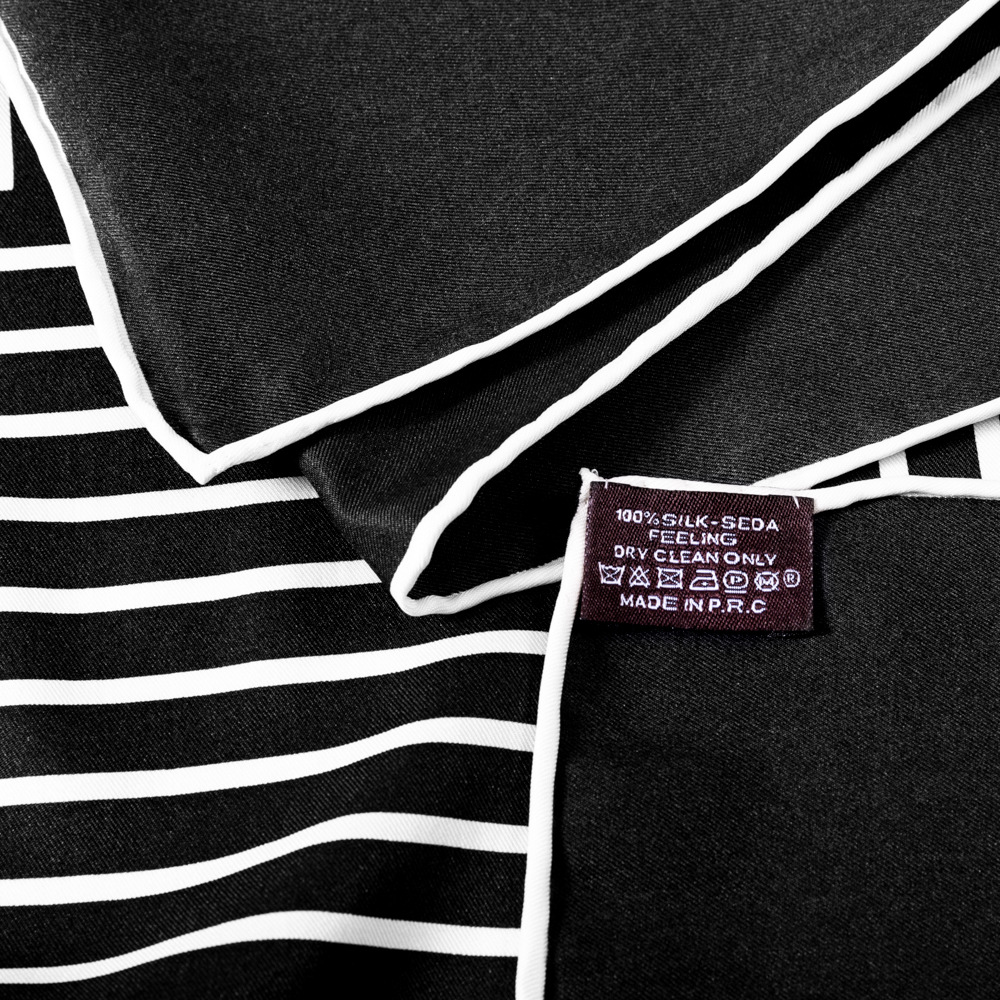 New Style Hand-curled Silk Scarf Women 90cm Twill Square Geometric Stripe Printing Shawl Turban Handkerchief