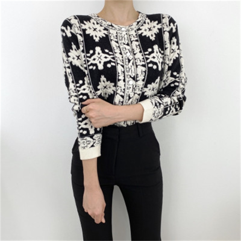 Autumn Stereoscopic Floral Korean Cardigans Sweater Long Sleeve Single-breasted Tops Vintage Elegant Ladies Cardigan 210810wtt