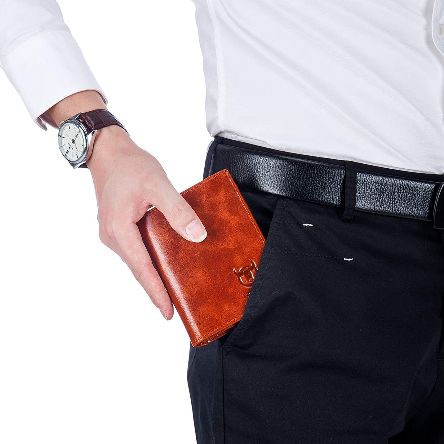 Large capacity leather double fold Wallet / credit bag for men with 15 card slots qb-027