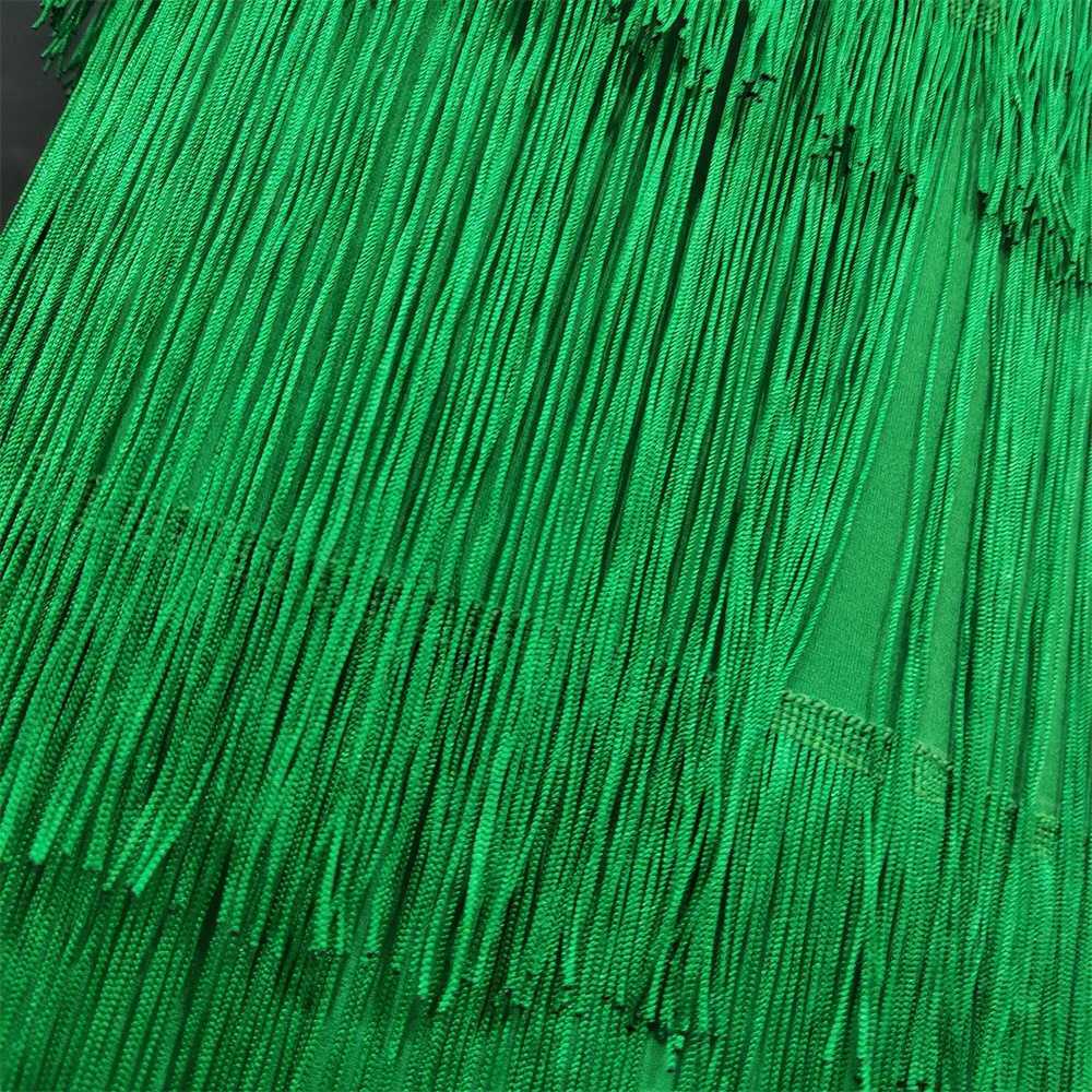 Green Fringe Bodycon Pencil Skirts Tassel High Waist Women Stretch Sheath Midi Length Ladies Slim Jupe Saias faldas Plus Size 210619