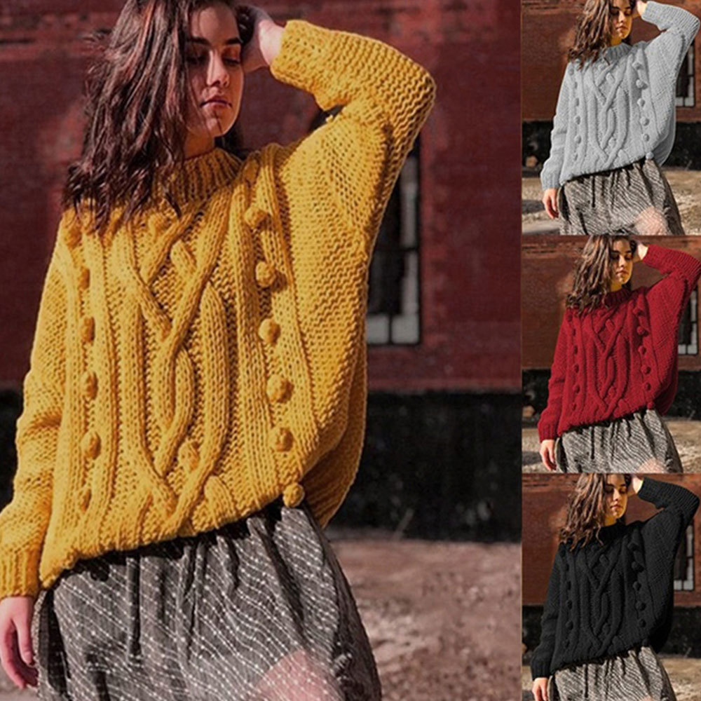 Women Oversized Sweater Winter Warm Thick Turtleneck Vintage Solid Harajuku Knitted Tops Casual Pullovers 210428
