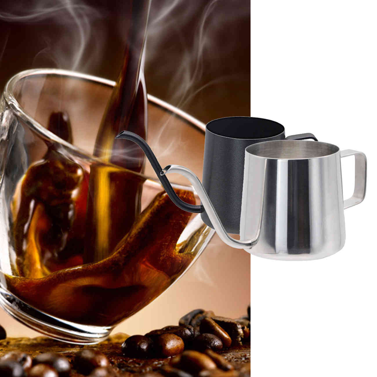 Coffee Pot 304 Stainless Steel Small Fine Pour Gooseneck Tea Kettle Handheld Long Narrow Spout Coffee Making Cup latte coffee