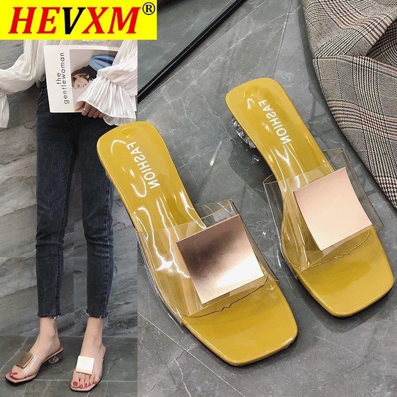 Women Slipper Transparent PVC Square Buckle Med Heels Outside Causal Shoes Arrival Summer Lady Leisure Comfortable Slippers, Black
Women Slipper Transparent PVC Square Buckle Med Heels Outside Causal Shoes Arrival Summer Lady Leisure Comfortable Slippers, Black
