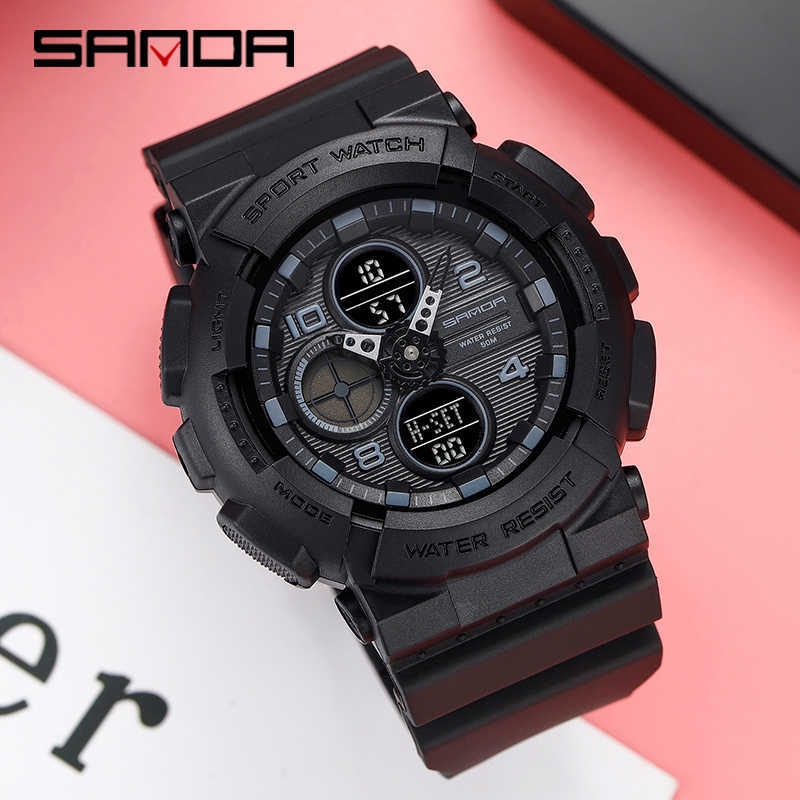 SANDA G Style Sports Men's Watches Waterproof Quartz Military Shock Resist LED Digital Watches Male Ms Clock Relogio Masculino G1022
