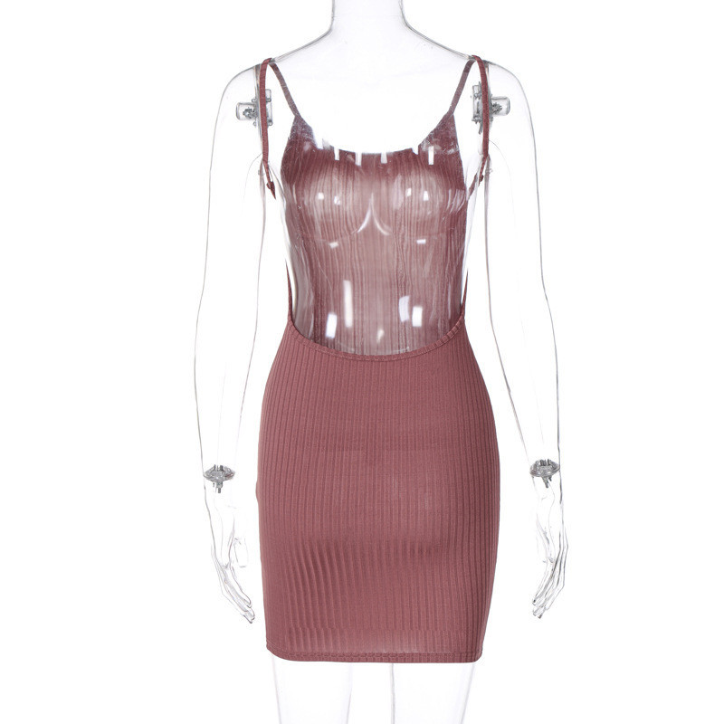 CNYISHE Sleeveless Solid Knitted Ribbed Backless Sexy Wrap Hip Dresses for Women Summer Elegant Party Strap Dress Female Vestido 210419