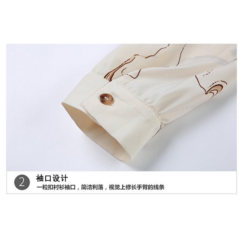 Korean Fashion Clothing Autumn Printed Chiffon Long Sleeve V-Neck Blouse Shirt Woman Blusa Office Shirts 02A 210420