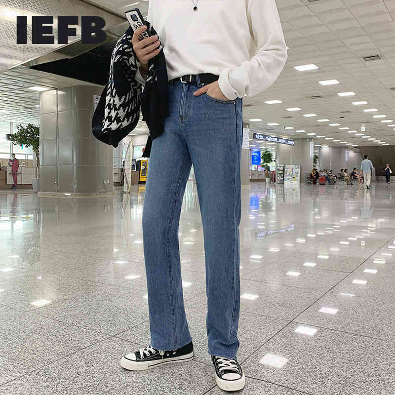 IEFB Spring Baggy Jeans For Men Korean Fashion Versatile Straight Pants Trendy Fall Wide Leg Pants Trend Denim Trousers 4240 210524