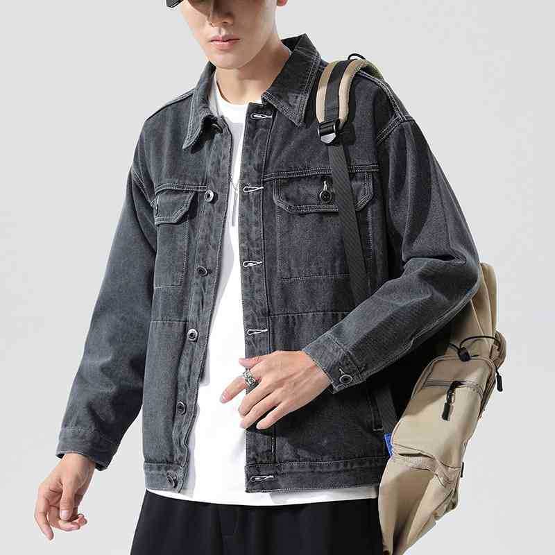 Autumn work clothes cowboy coat men's fashion street top loose plus size fat jacket, Black;brown
Autumn work clothes cowboy coat men's fashion street top loose plus size fat jacket, Black;brown