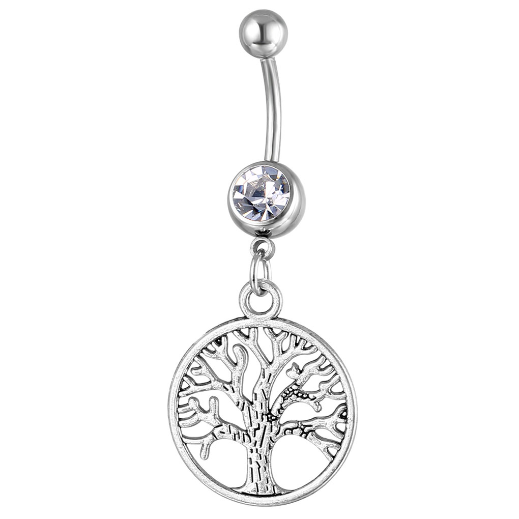 YYJFF D0638 Life Tree Belly Navel Button Ring Mix Colors