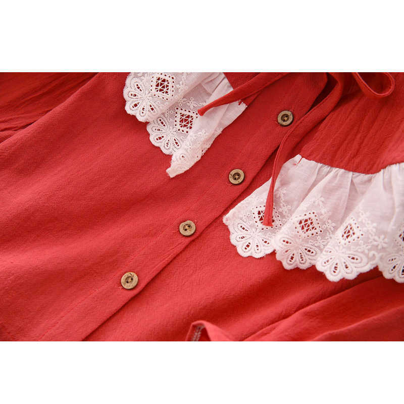LOVE DD&MM Girls Shirts Autumn Children's Wear Girls Sweet Lovely Lace Hollow Ruffled Long-Sleeved Shirt 210715