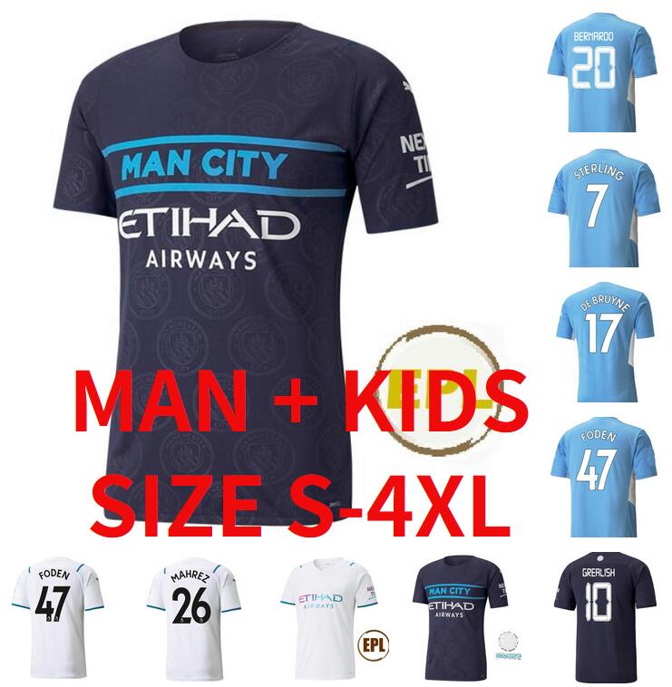 

SIZE -4XL Manchester soccer jersey 2021 G. JESUS CITY STERLING FERRAN DE BRUYNE KUN AGUERO MAHREZ FODEN BERNARDO RÚBEN football shirts MAN uniform men + kids patch, 21/22