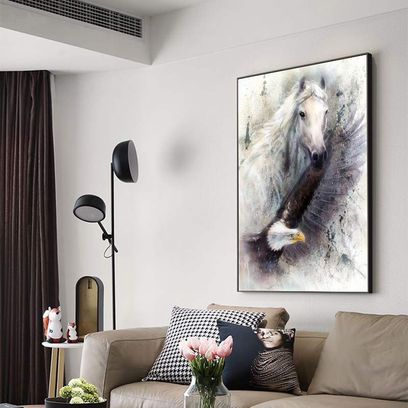 Horse Eagle Animal Canvas Painting Black And White Art Wall Art Pictures For Living Room Bedroom Modern Home Decoration Unframed