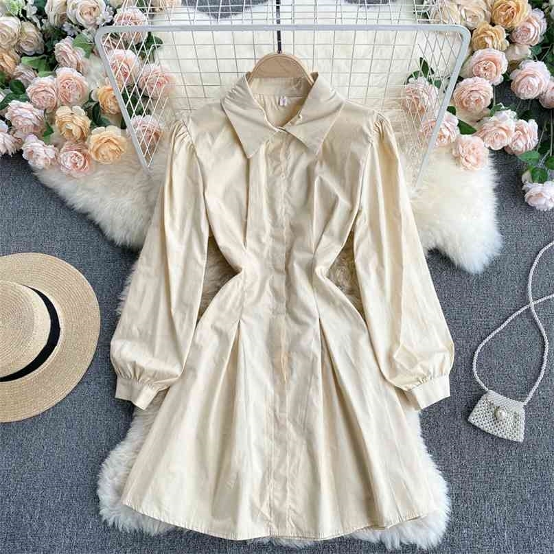 Spring Fashion Women Shirt Dress Solid Turn-down Collar Long Sleeve Single Breasted A-line Casual Lady Work Short 210603, White
Spring Fashion Women Shirt Dress Solid Turn-down Collar Long Sleeve Single Breasted A-line Casual Lady Work Short 210603, White
