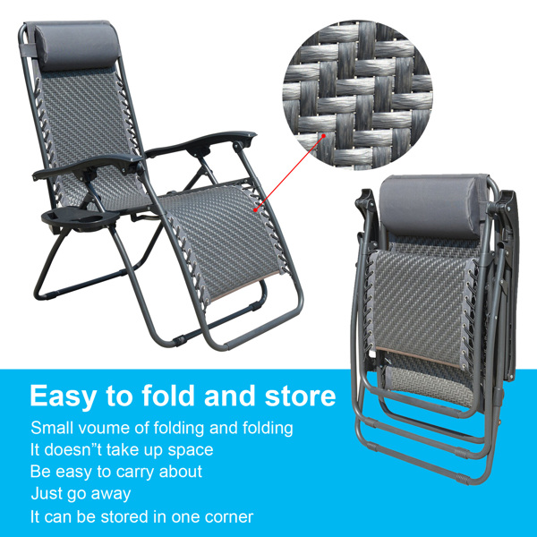 Garden Sets Outdoor Recliner Adjustable Folding Patio Lounge Chair w/Pillows and Cup Holder Trays For Beach Lawn Backyard Pool