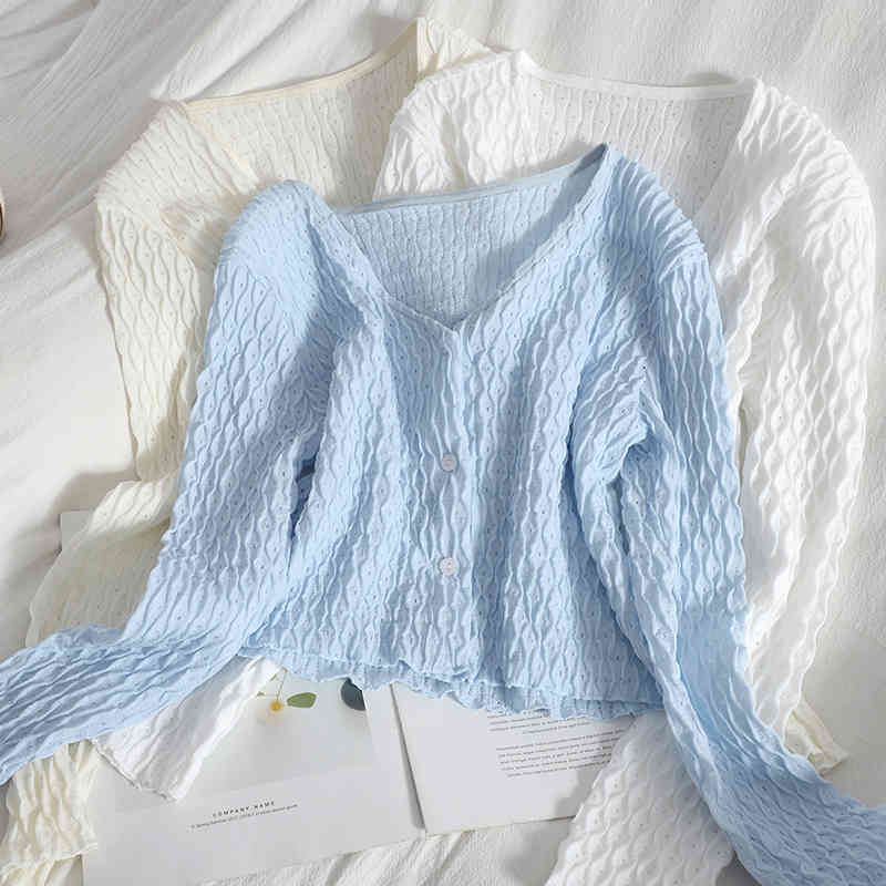 Women Blue Chiffon Blouse V-Neck Button Up Transparent Long Sleeve For Autumn Crop Tops for 210518, White
Women Blue Chiffon Blouse V-Neck Button Up Transparent Long Sleeve For Autumn Crop Tops for 210518, White