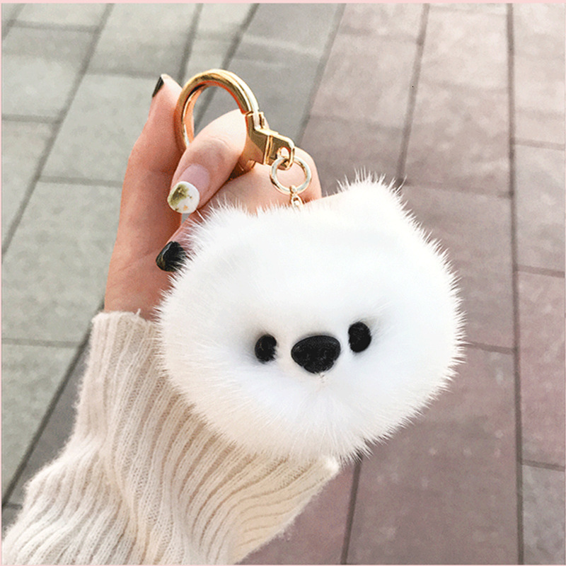 Yutong Mink Fur Bomei Dog Bag Pendant Lovely Car Key Chain Plush Jewelry