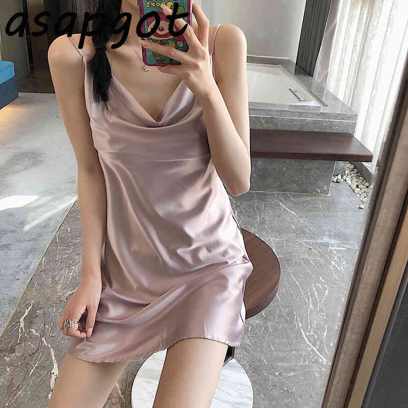 Dresses Satin Summer Sexy Gold Yellow Spaghetti Strap Silk Dress Women Sleeveless Mini Slim Temperament Vestido Feminino 210429