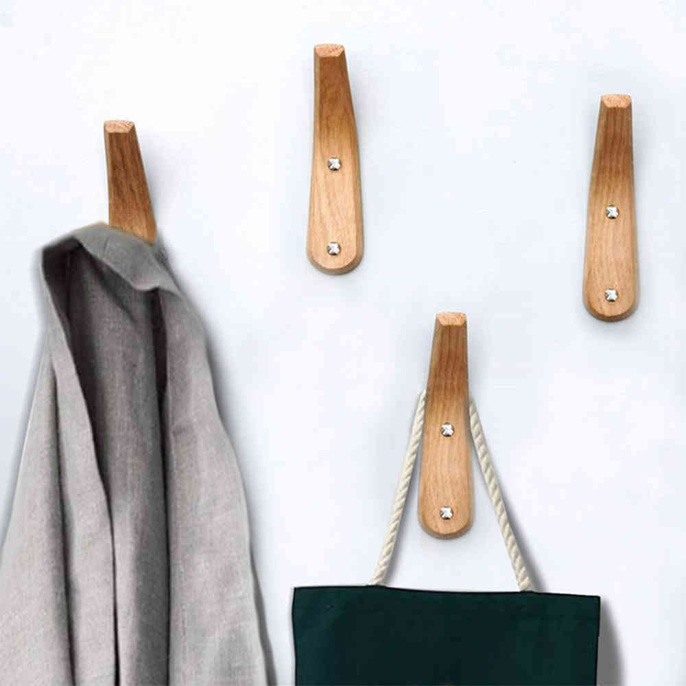 2pcs Wooden Towel Coat Hook Wall Decoration Hooks Clothes Hat Hanger Towel Rack Single Organizer Hangers Multi Functional Hooks