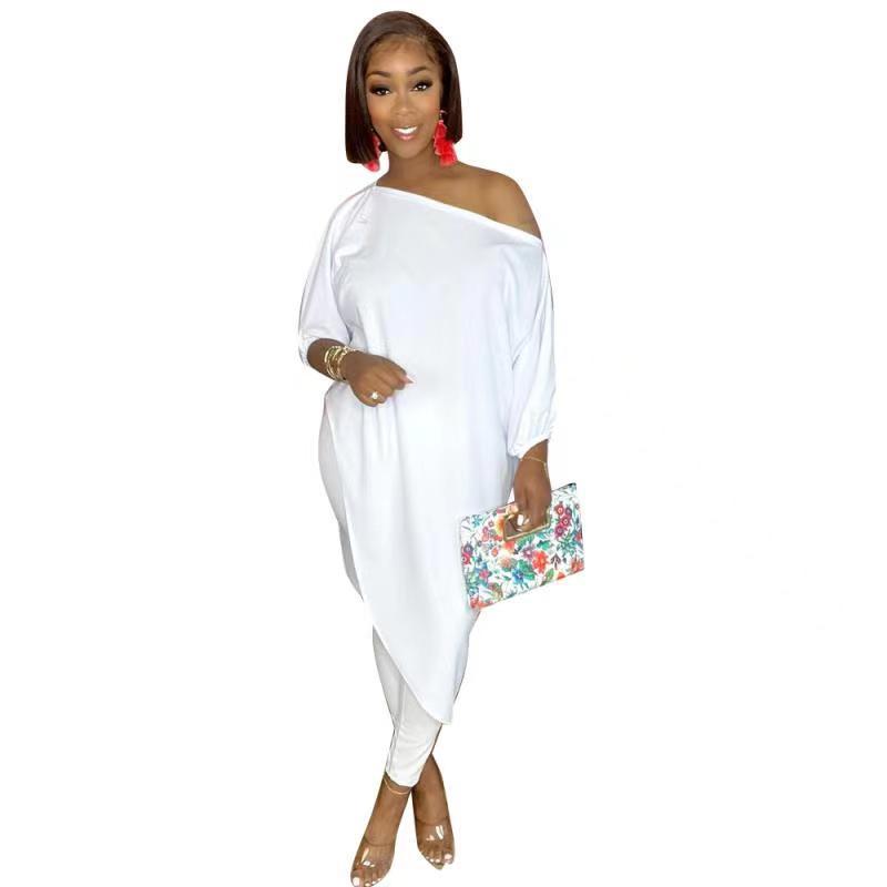 Women's Two Piece Sets Pants European and American hot-selling spot loose solid color oblique shoulder two-piece spring autumn models