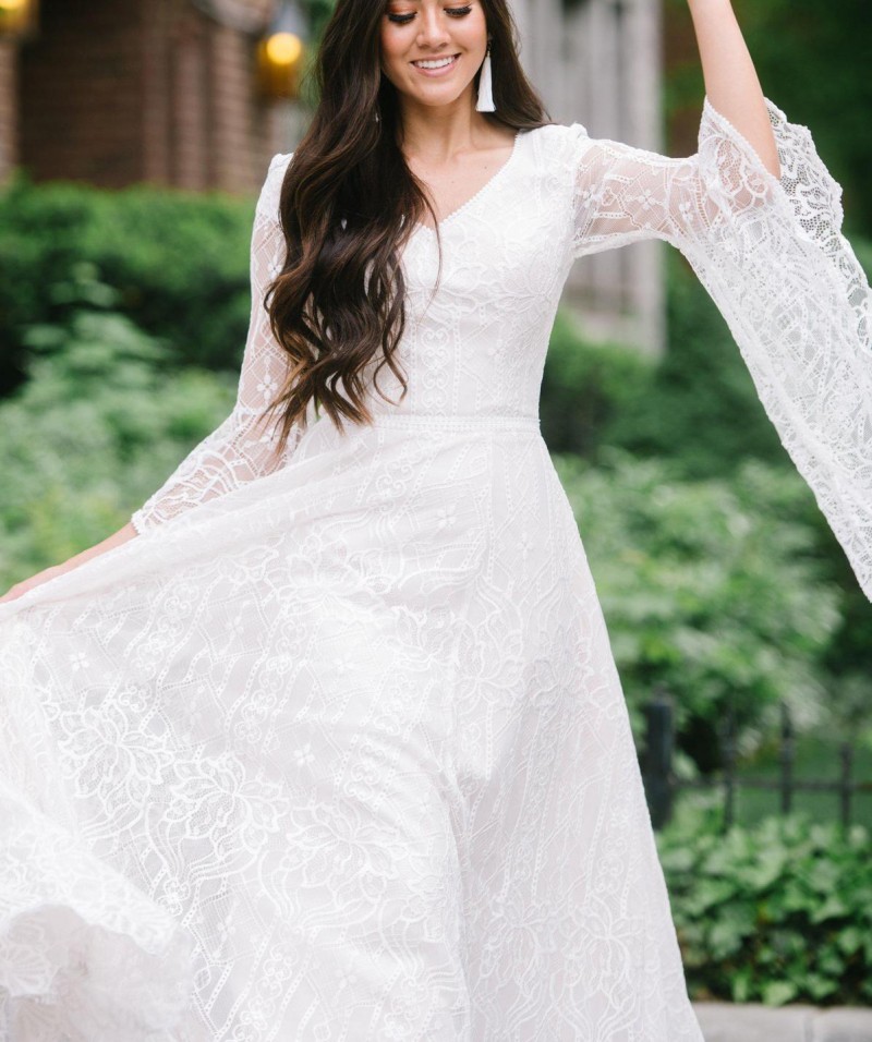 Bride Wedding Dress 2023 New Sumemr Beach Lace V-neck Batwing Sleeves Boho Chic Bridal Gowns Robe De Mariage Vestidos