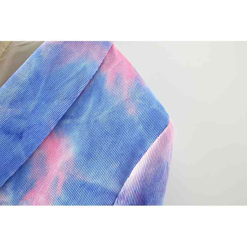 vintage women stylish tie dye blazer jackets fashion ladies elegant slim suits casual female double breasted suit chic 210430