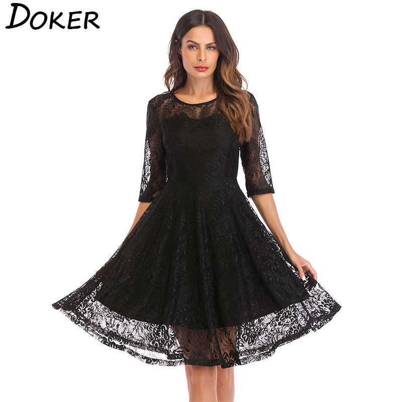 Lace Vintage Large Swing Dres O-neck 3/4 Sleeve Knee-length Ladies Plus Size Elegant Evening Party 210604, Navy blue
Lace Vintage Large Swing Dres O-neck 3/4 Sleeve Knee-length Ladies Plus Size Elegant Evening Party 210604, Navy blue