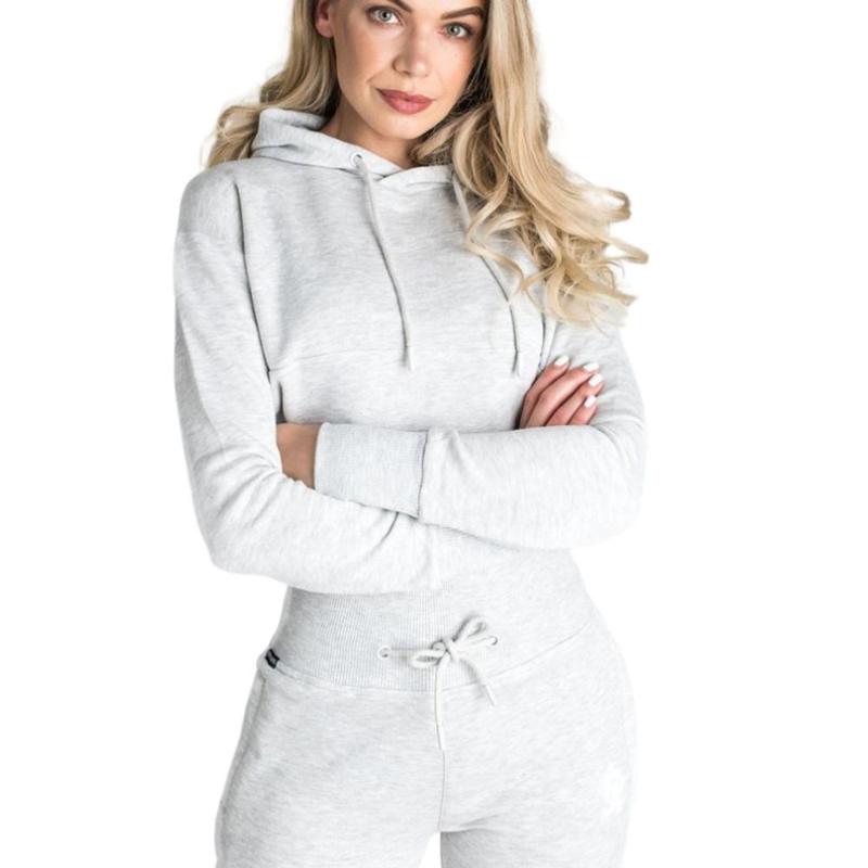 Chandals Mujer Ladies Solid Slim Long-Sleeved Sweater With Short Blouse And Hooded Two-Piece Suit Dresy Damskie Jogging Femme Women's Tracks