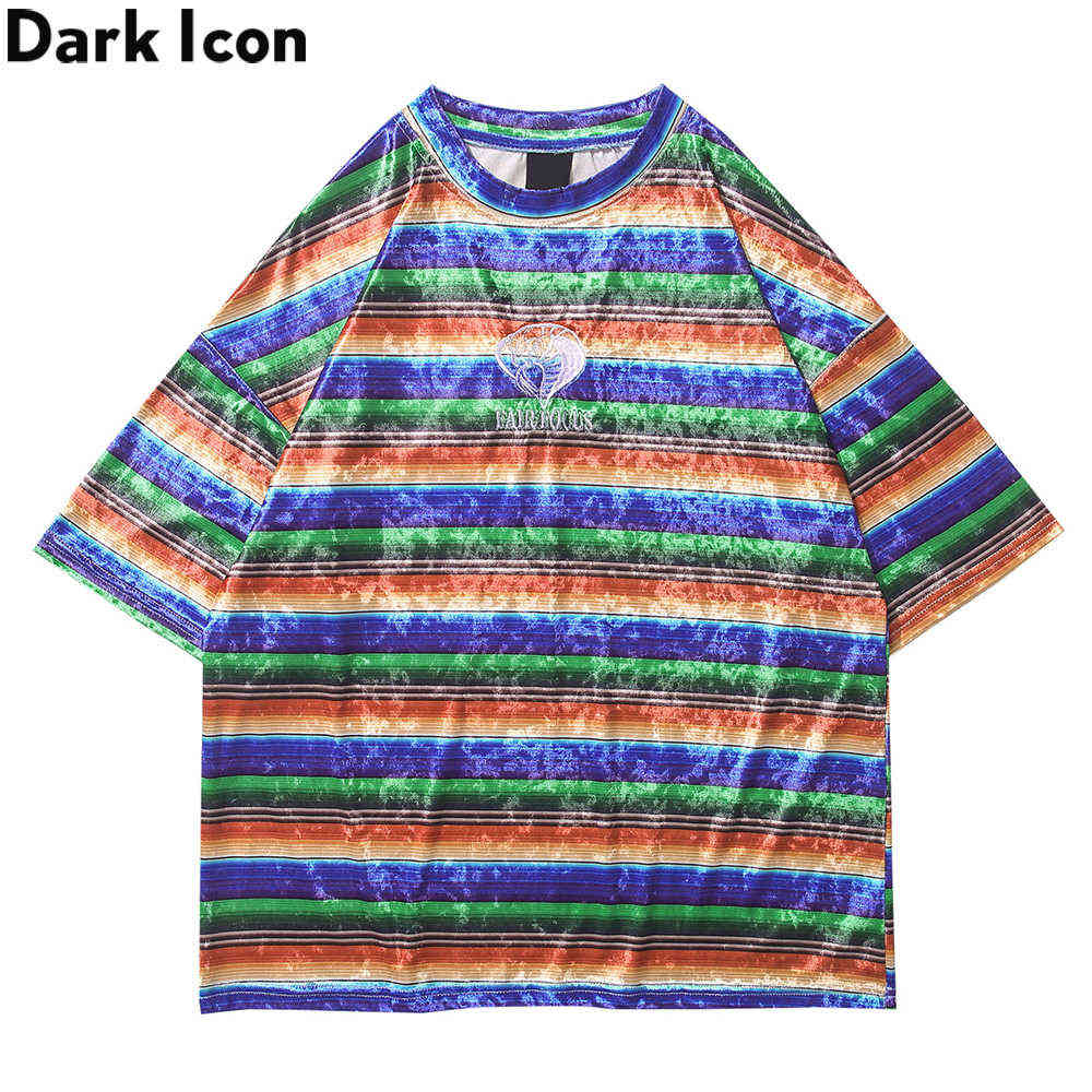 Colorful Stripe Velvet T-shirt Men Summer Round Neck Men's Tshirts Streetwear Fashion Tee Shirts 210603, As photo
Colorful Stripe Velvet T-shirt Men Summer Round Neck Men's Tshirts Streetwear Fashion Tee Shirts 210603, As photo