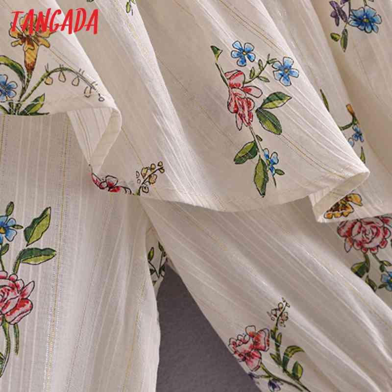 Women Retro Floral Print Ruffles Romantic Blouse Short Style Chic Female Shirt Tops 3H186 210416